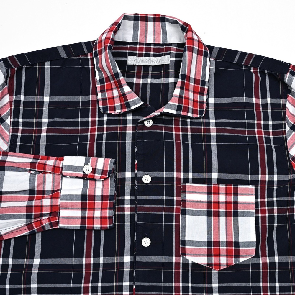 Outerknown Lightweight Shirt Mens‎ XS/Small Red Blue Patchwork Plaid Button Up